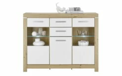 Highboard Balin, Weiß, Artisan Eiche Nachbildung, Inkl. Beleuchtung