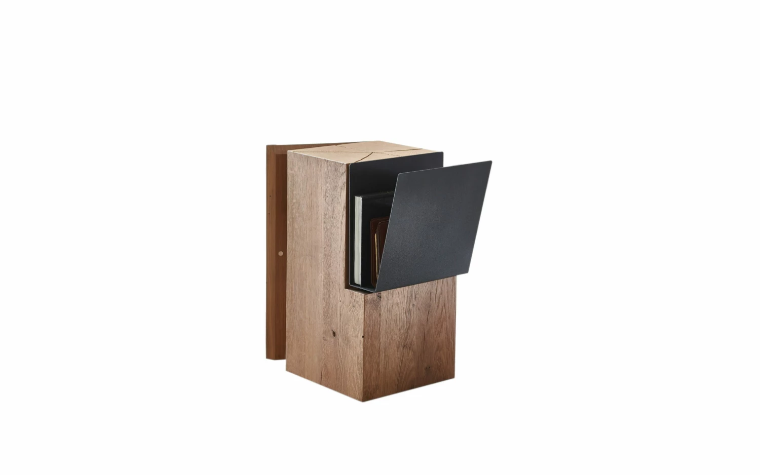 Hartmann Beistelltisch Naturstücke, Riffeiche Umato, Metallzeitungshalter Anthrazit 4 Hartmann Beistelltisch Naturstücke, Riffeiche Umato, Metallzeitungshalter Anthrazit – Bild 2