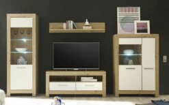 Anbauwand Balin, Weiß, Artisan Eiche Nachbildung, Inkl. Beleuchtung