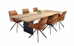 Essgruppe Carola/ET243, Wildeiche/Leder, Tabak