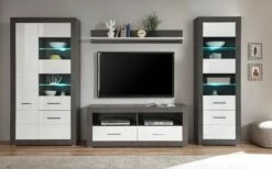 Wohnkombination Etero, Dark Concret, Weiß