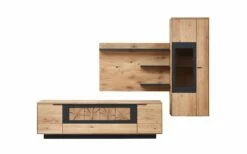 Wohnwand WM 1910, Wildeiche Massiv Soft Gebürstet