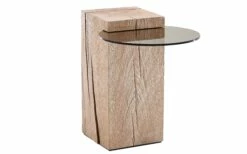 Hartmann Beistelltisch Naturstücke Aus Massiver Riffeiche Mit Glasplatte, Groß