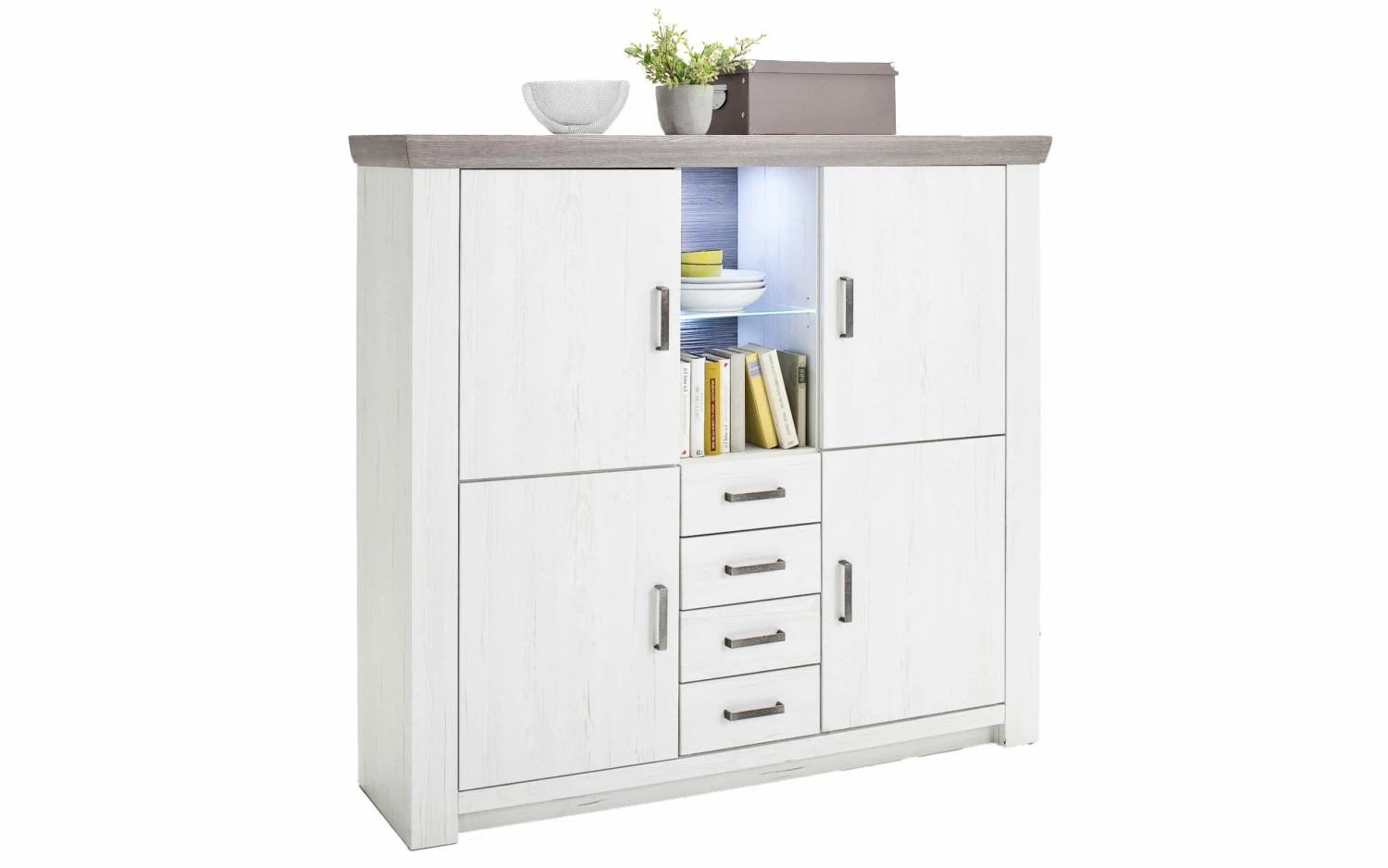 Highboard Bozen, Pinie Aurelio Nachbildung, Eiche Nelson Nachbildung 3 Highboard Bozen, Pinie Aurelio Nachbildung, Eiche Nelson Nachbildung