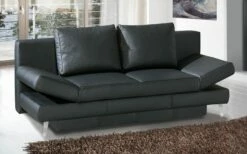 Querschläfer Lavinia In Schwarzem Leder, Mit Bettkasten, Liegefläche Ca. 143 X 194 Cm