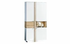 Vitrine Albero, Lack Weiß Matt/Santanaeiche Geölt