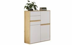 Highboard Calea CE79, Seidenmatt Weiß, Wildeiche Natur Furniert