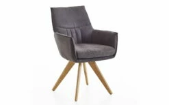 Schalensessel Latina In Graphit, Gestell Aus Charakter-Eiche Massiv