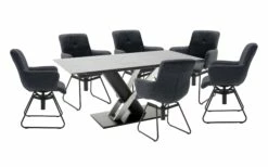 Essgruppe Coal In Anthrazit, Mit Tischplatte Aus Keramik/Sicherheitsglas In Schwarz