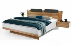 MONDO Schlafzimmer Sestino In Weiß Matt, Absetzungen Eiche Natur Massiv, Liegefläche Ca. 180 X 200 Cm -HARDECK Verkäufe 868853